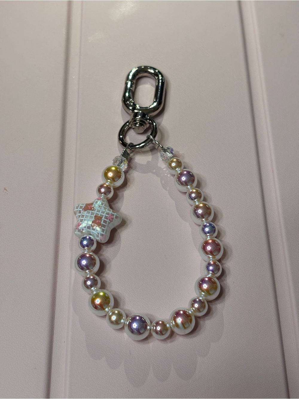 Pastel Pearl Star Keychain Charm - Iridescent Multicolor